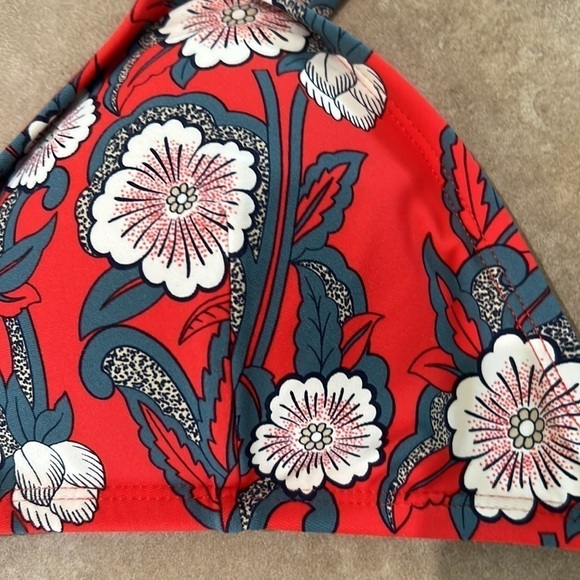 J Crew Poppy Print Red High Waist Bikini - Top is MEDIUM, BOTTOM is X-SMALL - Picture 7 of 10